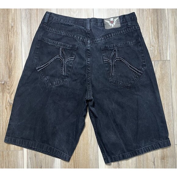 Vintage Roman Royalty RR Black Jean Skater Shorts - Size 38 - Picture 1 of 14